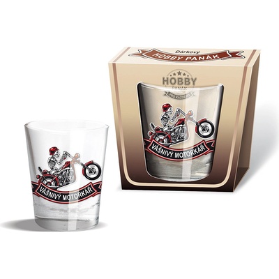 Nekupto Hobby skleněný dárkový panák Vášnivý motorkář 40 ml