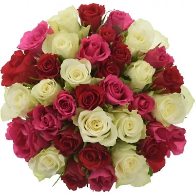 Kytice 35 míchaných růží WHITE GRACIANA 50cm
