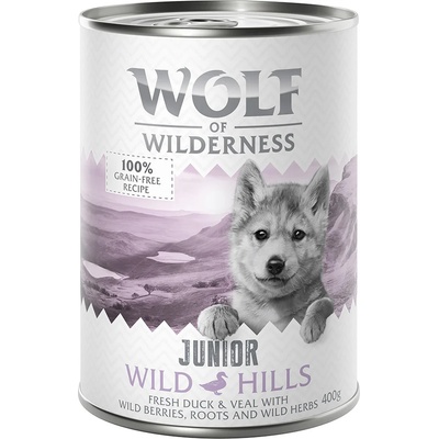 Little Wolf of Wilderness Junior 6 x 400 g - Wild Hills Junior - kačacie a teľacie