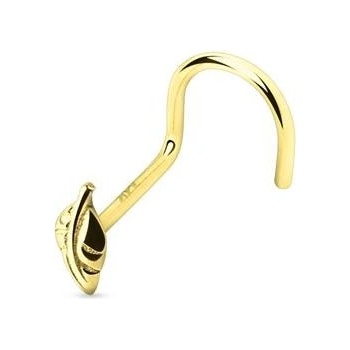 Šperky4U zlatý piercing do nosu lístek ZL01190-YG