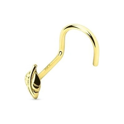 Šperky4U zlatý piercing do nosu lístek ZL01190-YG
