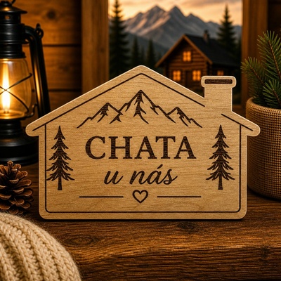Drevená tabuľka Chata u nás - dekorácia na chatu