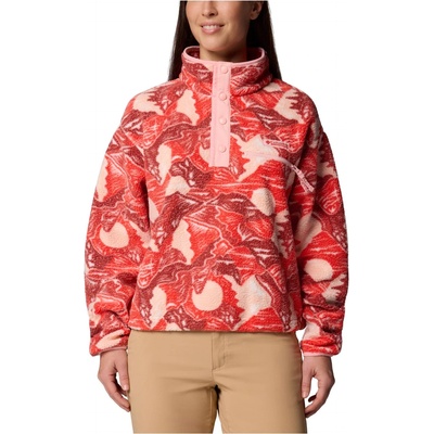Columbia Дамски поларен пуловер Columbia Women's Helvetia II Printed Cropped Half Snap Fleece jumper - Poppy Red / Sunscape - размер XS (105-6166-1011)