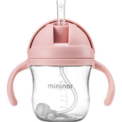 Mininor fľaša so slamkou Tritan 220 ml ružová
