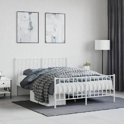 Petrashop 374504 Kovový rám postele s hlavovým a nožním čelem bílý