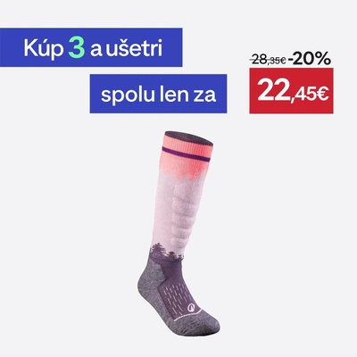 Wedze detské lyžiarske hrejivé a pohodlné ponožky 500 s motívom lesa fialové