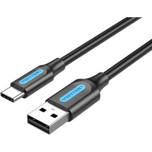 Vention USB-A 2.0/M - USB-C/M, 2 м, (3A, черен), кабел