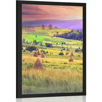 Plakát stohy v karpatských horách - 20x30 black