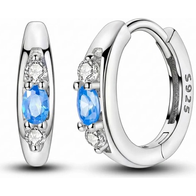 Elanis Jewel Stříbrné kruhové náušnice s modrými a čirými zirkony EJ00823