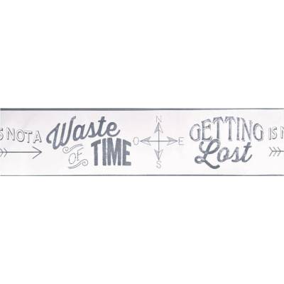 Vinylové bordury na zeď L73809, rozměr 13,25 cm x 5 m, Waste of Time - bílý, Ugépa