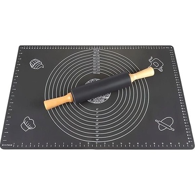 RUHHY 23760 Silikónová podložka 70 × 50 cm + valček na cesto, sivá