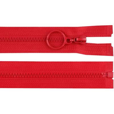 Kostěný zip No 3 délka 30 cm s kroužkem, malé, 148 červená