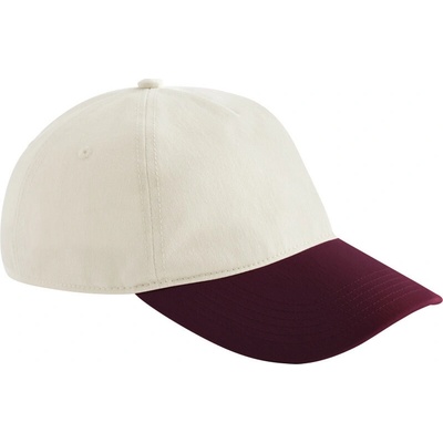 Beechfield K B 67 kontrastní 5 panelová COT530067aqb99-natural/bur Natural/burgundy