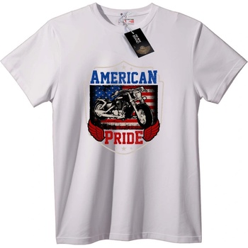 NOONEBRAND Тениска Американска байкърска гордост - 5XL, White