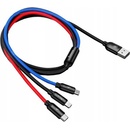 Baseus CAMLT-BSY01 Three Primary Colors 3v1 USB - micro USB / Lightning / USB-C nylonový opletený 3,5A, 1,2m, černý