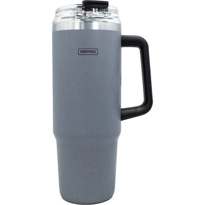 Vin Bouquet Двустенна термочаша Nerthus с дръжка и сламка в цвят антрацит - 900 мл (VB FIH 1441)