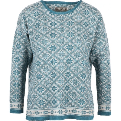Flomax Дамски вълнен пуловер Flomax Women's Svea Oversized Jumper Wool jumper - Türkis / Natur - размер 36/38 (EU) (105-6548-0211)