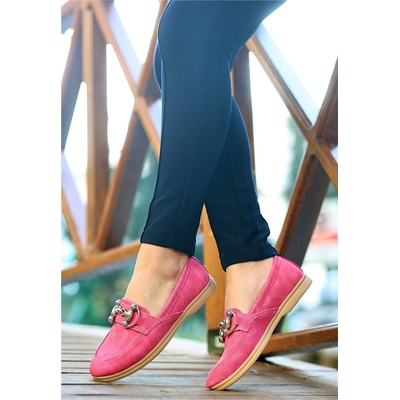 Erbil Shoes Дамски балерини с метален детайл - Розови #366688 (366688_Циклама)