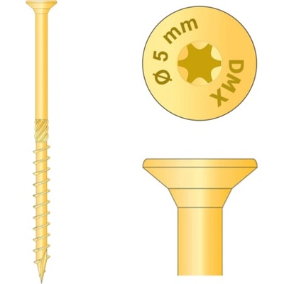 Skrutka tesárska so zapustenou hlavou 5,0x 45mm TX25 ZZ (200ks)