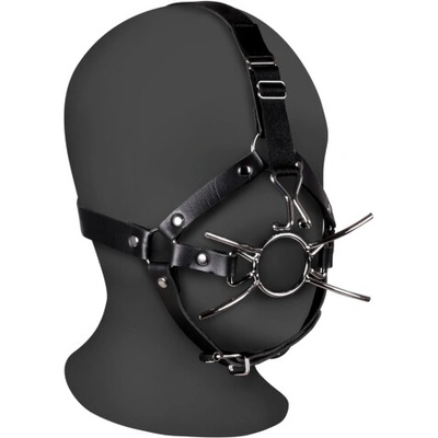 Ouch! Xtreme Head Harness with Spider Gag and Nose Hooks Black
