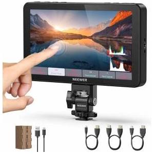 NEEWER F700 7 Camera Field Monitor, 2000nit HD 1920 x 1080 IPS Touchscreen with 3D LUT, 4K HDMI Loop In/Out with Peak Focus DSLR Video Assist HDR Waveform, Cold Shoe Mount, 5200mAh Battery and Cable