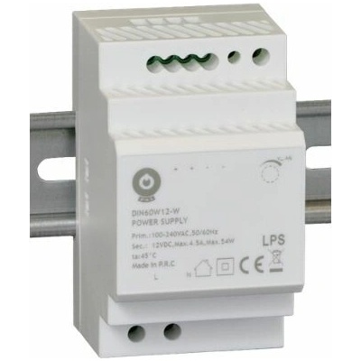 MWPower POS DIN-W spínaný zdroj na DIN lištu 12V / 24V – biely - 12V, 60W