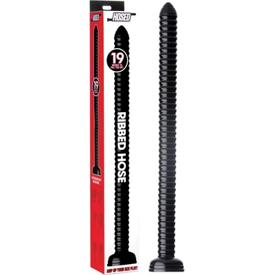 Hosed Ребровиден анален дилдо с вендуза - черно