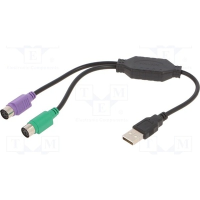 GEMBIRD UAPS12-BK Adaptér; USB 2.0; PS/2 zásuvka x2,USB A 0,3m;