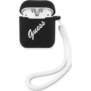 Guess Калъф Guess за AirPods черен бял, силикон Vintage (GUACA2LSVSBW)