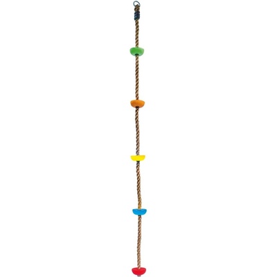 Bino Lezecké lano Šplhací s úchyty barevné, 195cm
