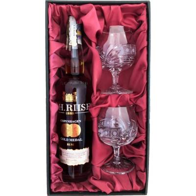 BOHEMIA CRYSTAL Dárková sada rumu A.H. Riise Gold Medal + 2 sklenice brus Kometa 250 ml