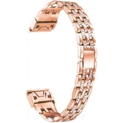 Lige Lesklý kovový řemínek s kamínky rose gold 660965