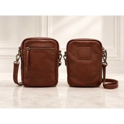 Max Original Leather Pánska kožená taška passport bag long brown