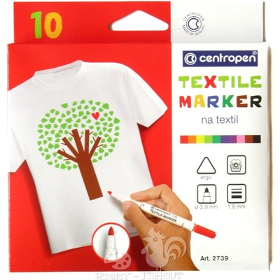 CENTROPEN Značkovače fixy na textil Textile Marker 10 ks