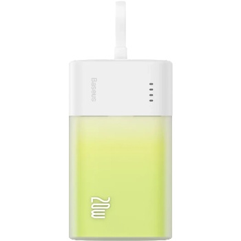 Baseus Popsicle 5200mAh 20W Преносима батерия Powerbank с вграден Lightning кабел (+ бял кабел Baseus Simple USB-C - USB-C 60W/20V/3A/30cm) - бяло-зелен (P10055601613-00)