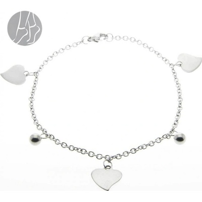 Prosperk Řetízek na nohu chirurgická ocel srdce a kuličky S3751