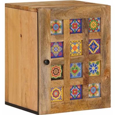 vidaXL Окачен шкаф за баня със съхранение Естествен 38 x 33, 5 x 48 см (4018280)