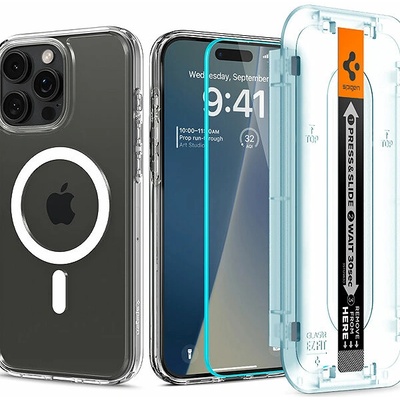 Spigen Ultra Hybrid MagSafe kryt + Glass TR EZ Fit Pack sklo iPhone 16 Pro Max white/clear