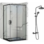 Rea Комплект душ кабина Rea Punto черна 80x100 см и душ колона Hansgrohe Vernis Blend черна (5902557354757+26276670)