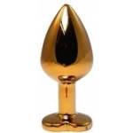 Fantasy by Cottelli Gold medium heart-shaped butt plug with red crystal
