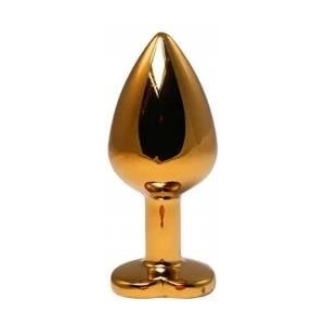 Fantasy by Cottelli Gold medium heart-shaped butt plug with red crystal
