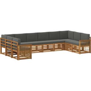 vidaXL Комплект дивани за открито 7 бр. Натурален и Антрацит (3384898)