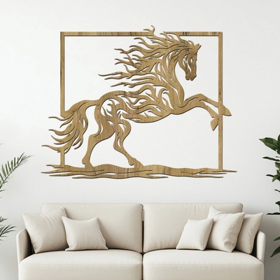 dřevo života Dřevěný obraz HORSE Rozměry (cm): 60x47, Zvolte barvu dekoru: Dub zlatý