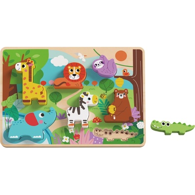 TookyToy Drevené vkladacie puzzle - safari