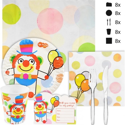 FunPlay 5782 Jednorazová súprava riadu na party s obrusom v boxe 120x160cm