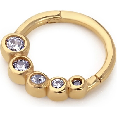 Lillian Vassago Zlatý piercing kroužek zdobený zirkony LLV92-GPI027SP