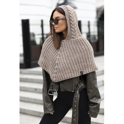 Fashionweek Dámska čiapka ako kapucňa s trubkovou šatkou 2W1 JK Samira Cappuccino