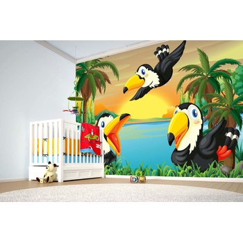 DIMEX ART s. r. o Самозалепваща се флизелинова фототапета тукани 375 x 250 см