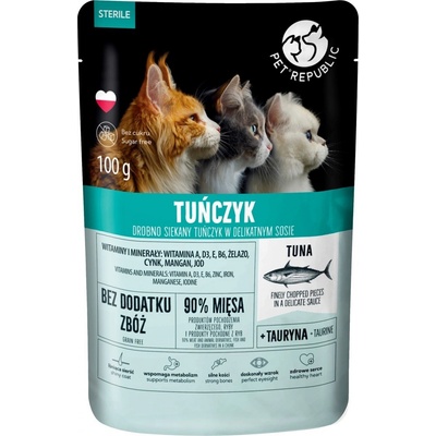 PetRepublic Steril Jemně nakrájený tuniak v omáčke 100 g