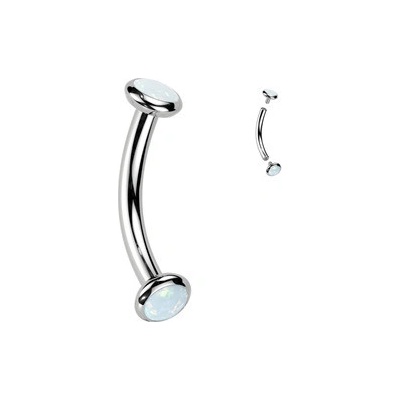 Šperky4U piercing do obočí titan bílý opál TIT1380-OP17